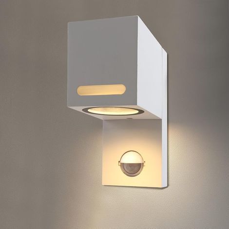 Lampe d'extérieur avec détecteur de mouvement, applique murale GU10 (ampoule incluse), lampe murale étanche IP44, boîtier en aluminium, applique murale extérieure LED 5 W 600 lm 3000 K blanc (1/5)