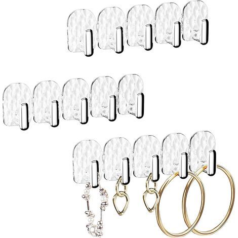 Presentoir Bijoux Organisateur Mural Porte AutoAdhésif Presentoir a Bijoux Présentoir Boucles d'oreilles avec 15 Crochet pour Bracelet Collier (1/5)