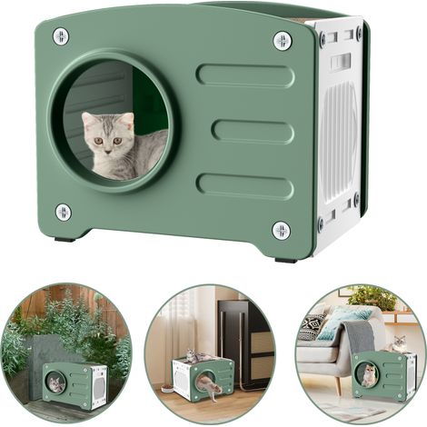 Hengmei – Maisonnette pour chat en plastique – Griffoir intégré – Aération optimale – Antidérapante et facile à nettoyer – Dimensions 55,3 x 40,5 x 46 cm (1/4)