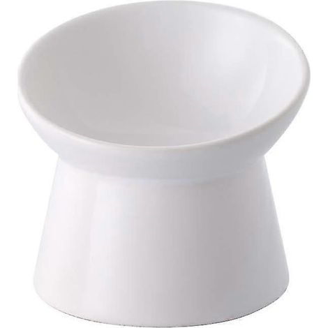 Gamelle en céramique blanche avec support surélevé pour chats et petits chiens (1/5)