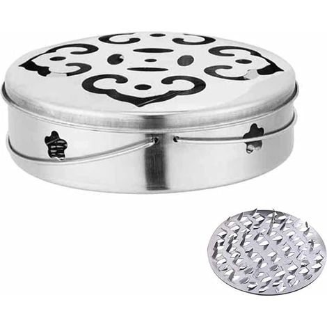 [NIE BENUTZT]Edelstahl-Mückenspiralenhalter, Mückenspiralenhalter, Räucherstäbchenhalter mit Deckel und Griff, Retro-Behälter, Metallhalter für Mückenspiralen, Insektenspiralen (1/3)