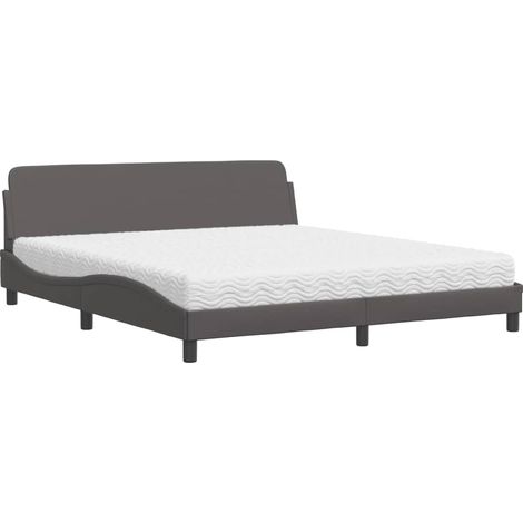vidaXL Letto con Materasso Dover Grigio 180x200 cm in Similpelle (1/5)