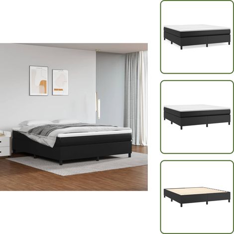 Bettgestell Schwarz 160x200 cm Kunstleder - Schlafzimmer Möbel - Betten Gestellen - Doppelbett - Kunstleder Bett - Schwarzes Bett (1/5)