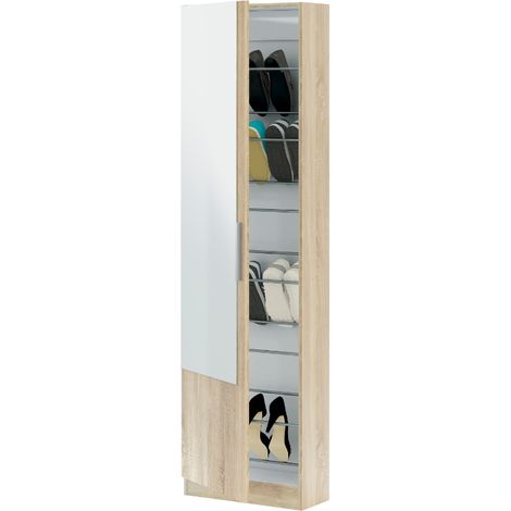 Zapatero con puerta de espejo 50x22x180 cm roble canadiense – Irlanda (1/3)