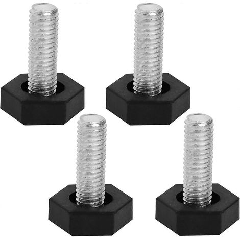 Quatre pieds de meubles M8 x 25 mm, pieds de niveau réglables, pieds de table hexagonaux, pieds à vis filetée, niveleur de meubles, convient aux meubles, tables, canapés, chaises, noir. (1/5)