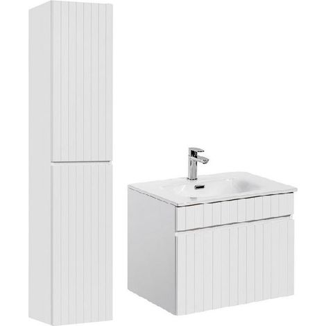 Ensemble meuble vasque à encastrer + colonne + 60 cm - Emblematic White - Livraison gratuite
