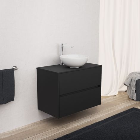 Inda - Meuble de salle de bain 2 tiroirs L.80 avec vasque à poser (1/5)