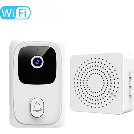 Sonnette vidéo sans fil avec carillon, contrôle via application, audio bidirectionnel, vision nocturne, stockage cloud et partage pour la maison ou l'appartement (1/5)