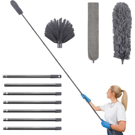 Plumeau Poussière Télescopique 3,1 m avec Kit Complet, Tête de Loup Télescopique Flexible, Brosse Fente (1/5)