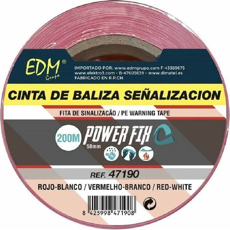 Nastro per segnalazione bianco/rosso 200 m x 50 mm EDM (1/3)