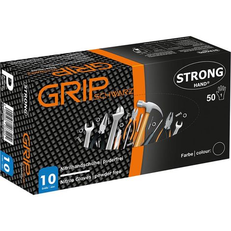STRONGHAND Einw.-Handsch.Grip Schwarz Gr.8 schwarz Nitril 50 St./Box