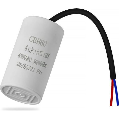 CBB60 450V 4uf 50/60HZ condensateurs,condensateur de démarrage de moteur,condensateur microfarad avec fil pour Machine à Laver,34 x 65 mm (1/5)