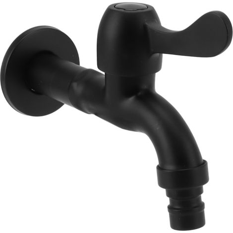Wasserhahn aus Edelstahl 304, G1/2-Gauge, Wandmontage, lang, einteilig, für Kaltwasser, schwarz, für Waschmaschine (1/5)