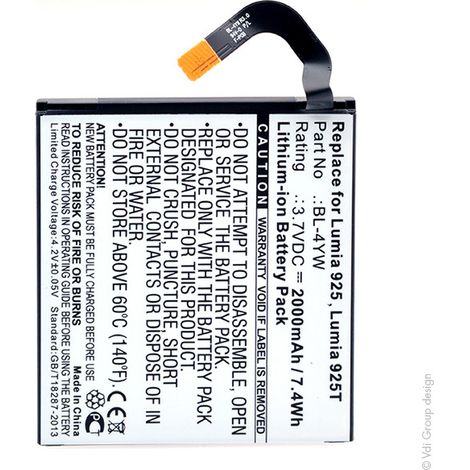NX - Batterie téléphone, smartphone, GSM pour Nokia 3.7V 2000mAh - BL-4YW (1/3)