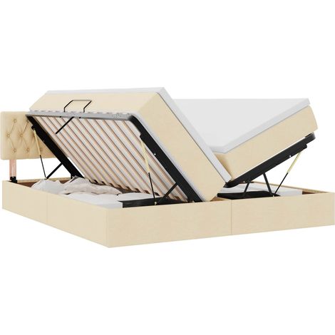 Maison Exclusive - Letto con Contenitore Crema 200 x 200 cm Pelle Sintetica