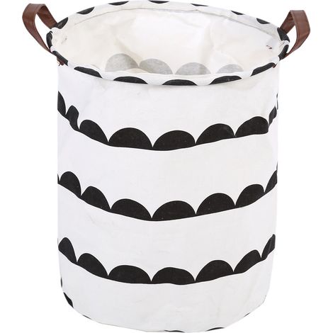 Panier à linge imperméable rond en coton pliable pour ranger jouets et vêtements (1/5)