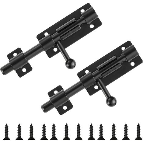 2 Pièces Loquet Porte, Acier Inoxydable Verrou 304 Targette de Porte Exterieur Verrou Portes Coulissante pour Portes Fenêtres Clôtures en Acier (1/5)
