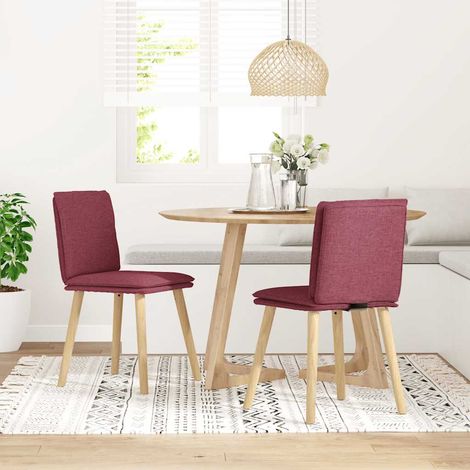 Lot de 2 Chaises à manger，Chaise de cuisine rouge bordeaux tissu CFW71961 (1/5)