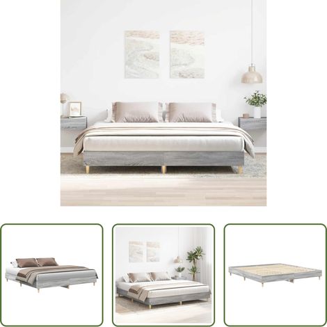 vidaXL Sperrholz - Bettgestell ohne Matratze Grau Sonoma 180x200 cm Holzwerkstoff (1/5)