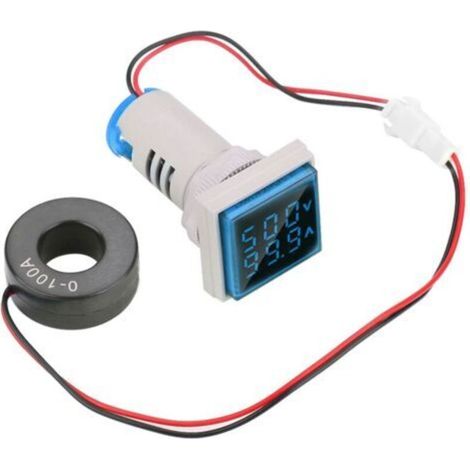Indicateur de courant/tension alternatif à affichage numérique LED 22 mm 0-100 A (bleu) (1/5)