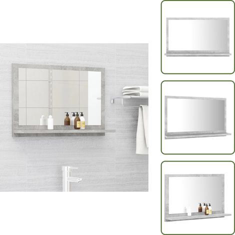 Specchio da bagno moderno - vidaXL Specchio da Bagno Grigio Cemento 60x10,5x37cm Legno Multistrato -