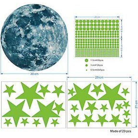 Étoile phosphorescente 435 - Stickers muraux pour chambre d'adulte. Décorations lumineuses pour murs et plafonds. Accessoires décoratifs idéaux pour (1/5)