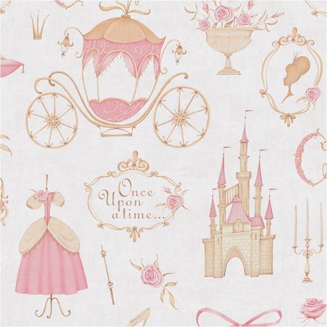 Papier peint enfants Profhome 771301 papier peint intissé lisse au design romantique mat crème rose beige jaune or 5,33 m2 (1/5)