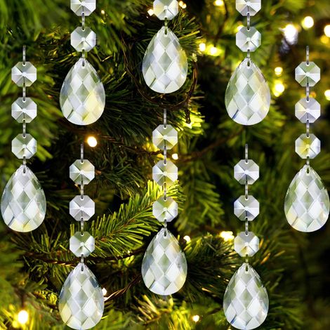 wxsp Lot de 30 décorations en cristal en forme de larme pour sapin de Noël, décorations suspendues en plastique acrylique transparent en forme de larme pour sapin de Noël (1/5)