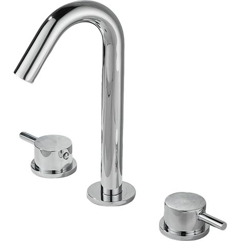 Robinet pour vasque - laiton - chromé - 2 poignées - 3 trous (1/4)