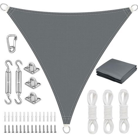 dreieckiges Sonnensegel, 4x4x4 m, Oxford-Gewebe, wasserdicht, UV-beständig, inklusive Befestigungsmaterial für Terrasse und Garten (1/5)