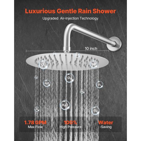 Ensemble de Robinetterie de Douche Encastrable, Système de Douche de Pluie avec Pommeau de Tête Rond 25,4 cm, Douchette à Main et K… (1/5)