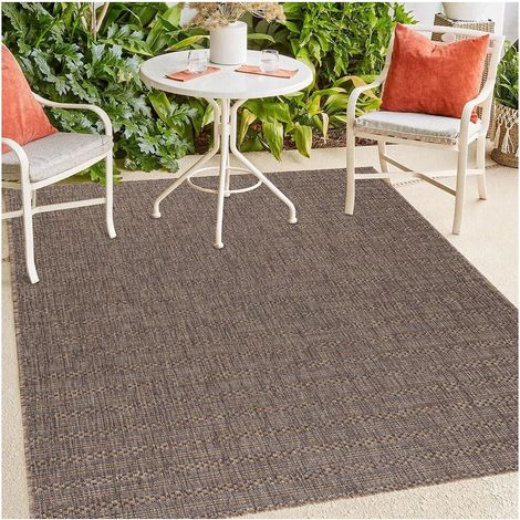 Tapis plat intérieur et extérieur rayé design Elena Cuivre 120x170 (1/5)