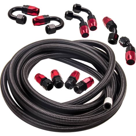 8AN AN8 Nylon Trenzado Aceite/Combustible Línea/Manguera 5M Kit de adaptador (1/5)