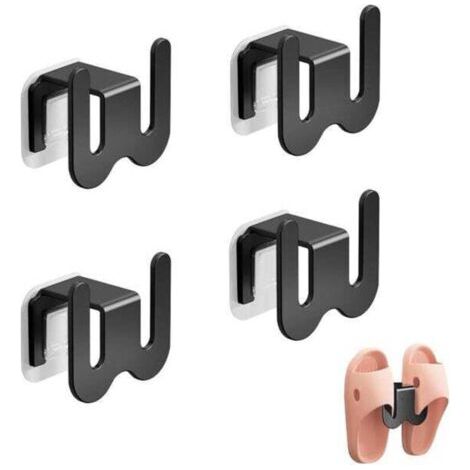 royaluxe-Lot de 4 porte-chaussures muraux suspendus – étagère à chaussons peu encombrante, métal robuste, sans perçage, pour salle de bain entrée, noir
