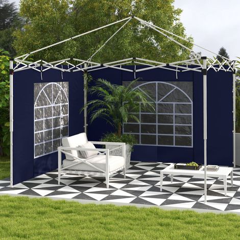 Tende per gazebo, set da 2, per gazebo da giardino 3x6 m o 3x3 m, con finestre e porte, blu