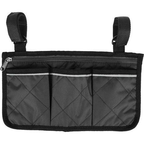 Sac latéral multifonction pour fauteuil roulant, pochette de rangement pour accoudoir, scooter et déambulateur (1/4)