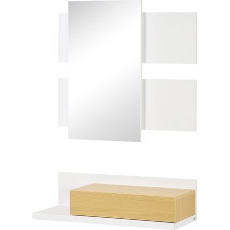 HOMCOM Set Mobili da Ingresso a Parete con Specchio 40x70cm e Cassetto in Legno
