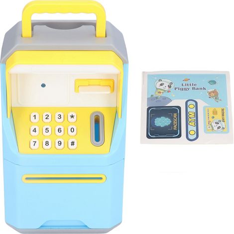 Coffre-fort électronique intelligent ATM pour enfants, bleu, détecteur de billets et pièces, musique cartoon, développement des habitudes d'épargne (1/5)