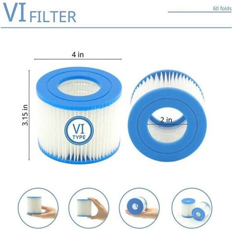 Cartouches filtrantes de rechange Spa VI pour filtre de piscine Bestway Flowclear et Bestway VI (1/4)