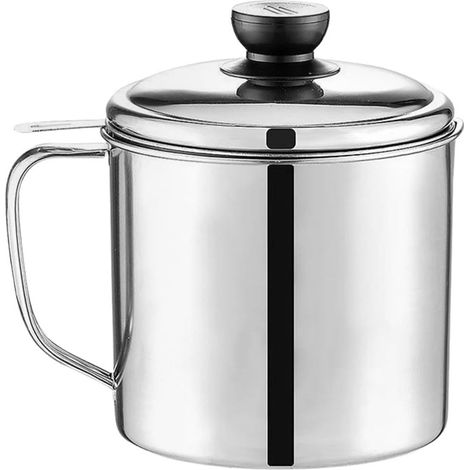 Pot De Filtre Huile En Acier Inoxydable 5.31X4.65X4.57 Pouces RéCipient À Graisse Grande Capacité Avec Filtre À Mailles Fines Pour Cuisine Domestique (1/5)