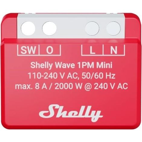 Interrupteur intelligent Shelly Wave 1PM Mini LR 2000 W plastique (1/4)