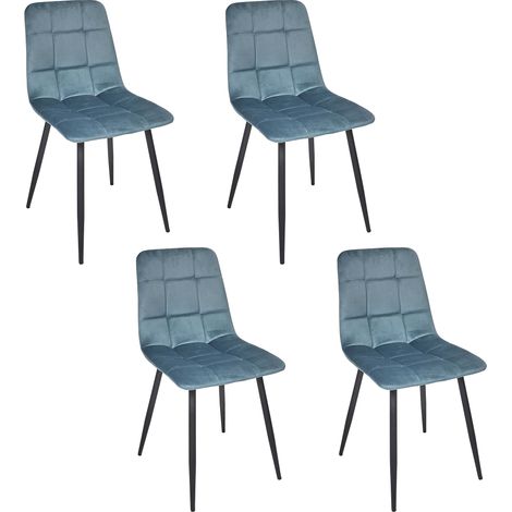 The Home Deco Factory – Lot de 4 chaises confortables – Chaise Mateo en bleu canard – Design chic pour intérieur moderne – Structure en métal robuste (1/5)