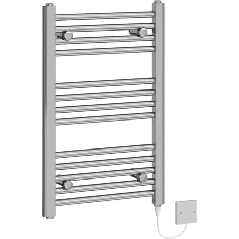 Straight Central Electric Heating Towel Rail Bathroom Heated Rad Radiator Chrome 700x450mm 100W (1/5)