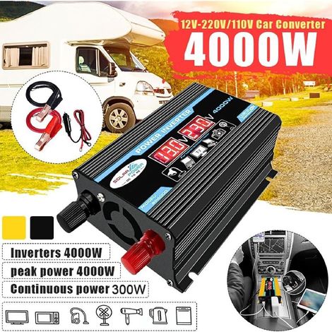 YMYNY 12V auf 220V Sinus-Wechselrichter, 4000W Sinus-Netzteil mit Fernbedienung und zwei AC-Steckdosen für Wohnmobil, Auto und LKW (1/5)