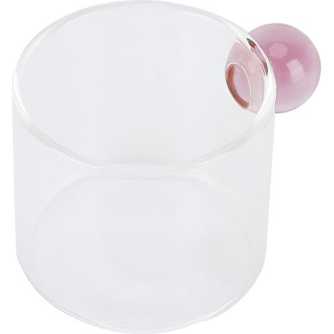 Verre à café 120ml avec anse rose, verre coloré soufflé à la main, résistant à la chaleur, idéal pour le bureau et le thé. (1/5)
