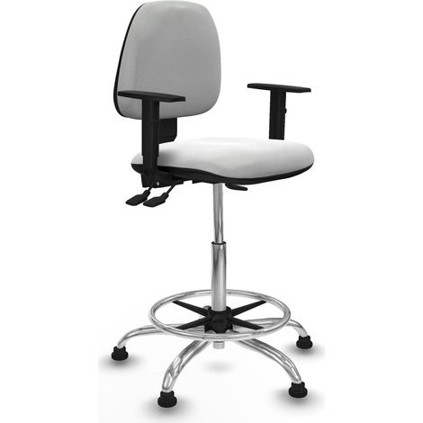 Tabouret haut piqueras y crespo Isso blanc base chromée réglable (1/2)