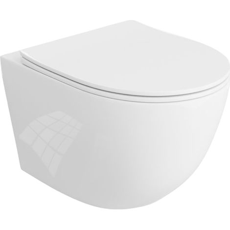 LAVITA Sinto WC suspendu  L'abattant de WC à chute lente  WC suspendu sans bord  WC  365x490x395 cm  blanc brillant