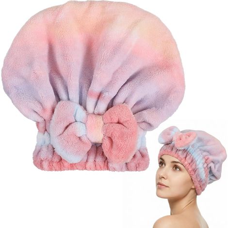 Serviette absorbante ultra-fine en microfibre pour femme – Turban séchant rapide et bonnet de séchage doux (Rose)
