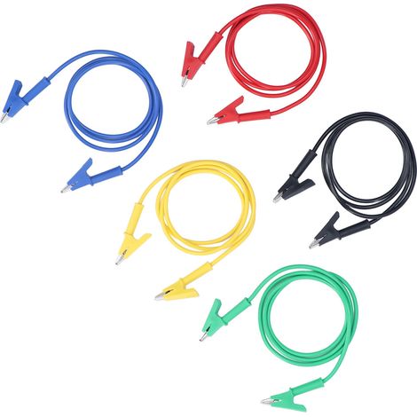 5 Stück Krokodilklemmen-Prüfleitungen, doppelseitig, 10 mm Öffnung, Prüfkabel für Fahrzeugbatterien (1/5)