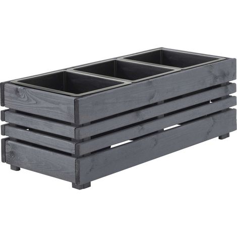 Bac Geteborg 3 pots - Lasuré - 39,4 x 90,6 x 32 cm (1/5)